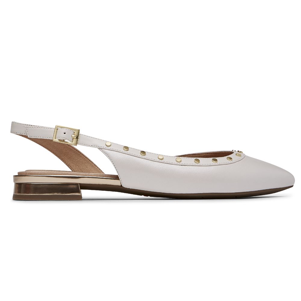 Rockport Total Motion Zuly Studded Slingback - Womens Flats - White - NZ (WTF-609854)